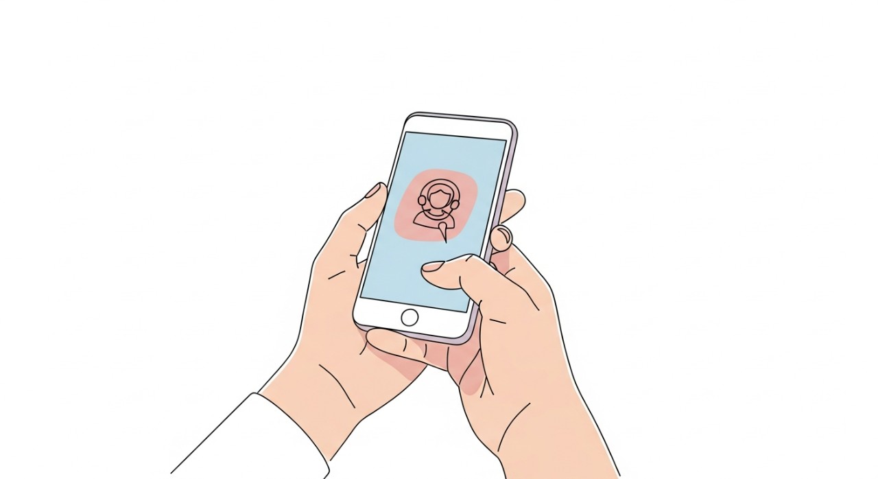 Tangan sedang memegang telefon pintar untuk menghubungi khidmat pelanggan kurier atau menyemak status parcel.