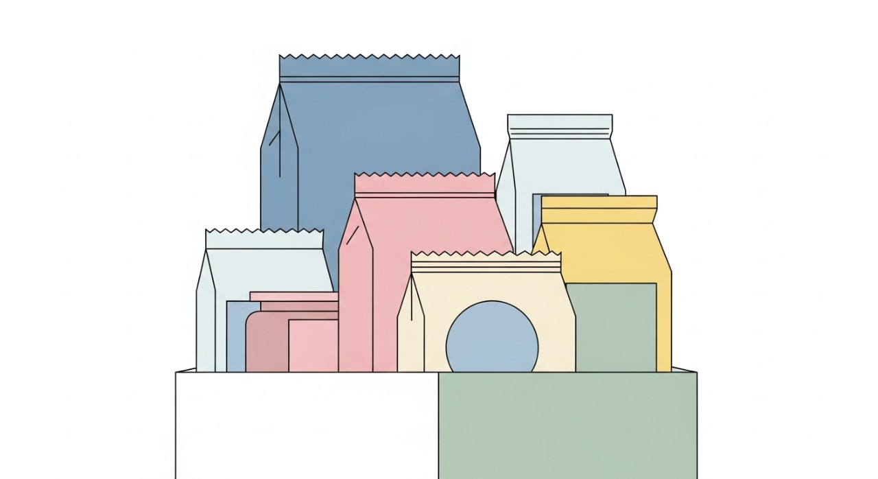 Berbagai jenis makanan kering yang sudah dibungkus rapi dan selamat di dalam kotak.